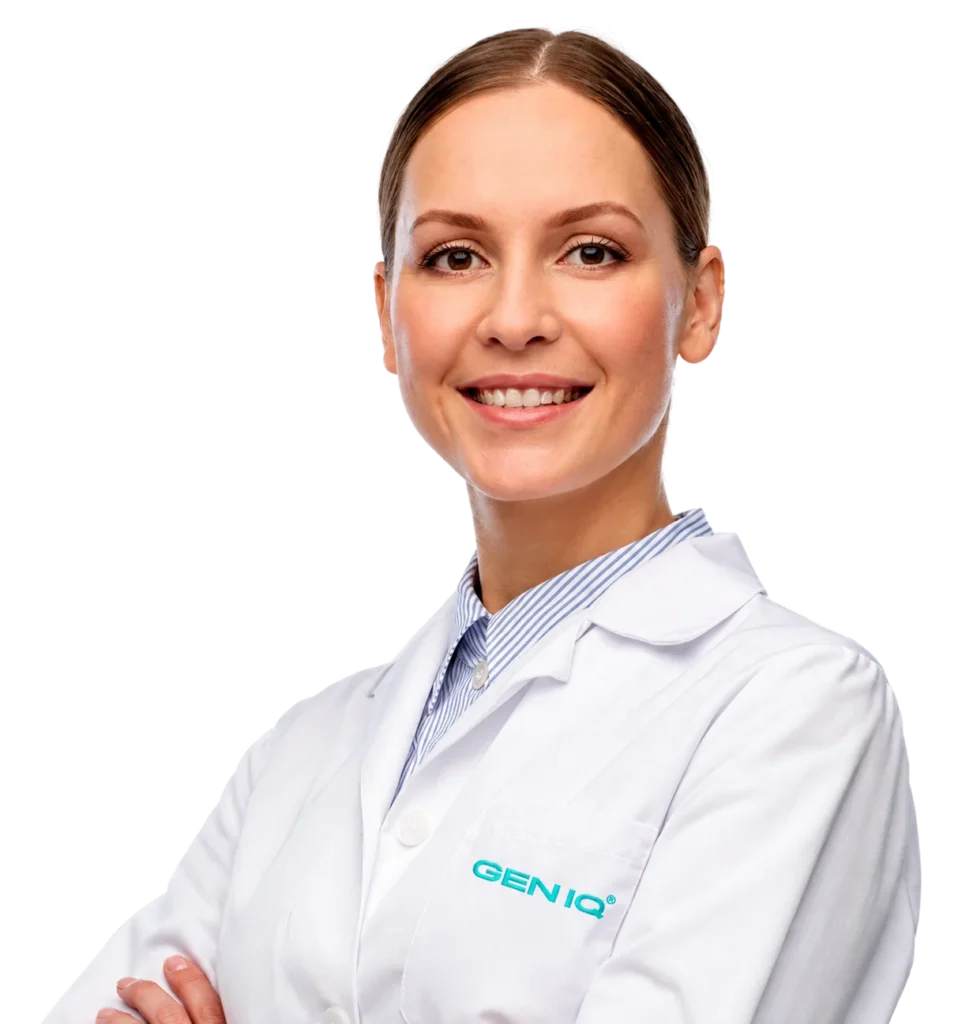 GENIQ scientist in a lab coat