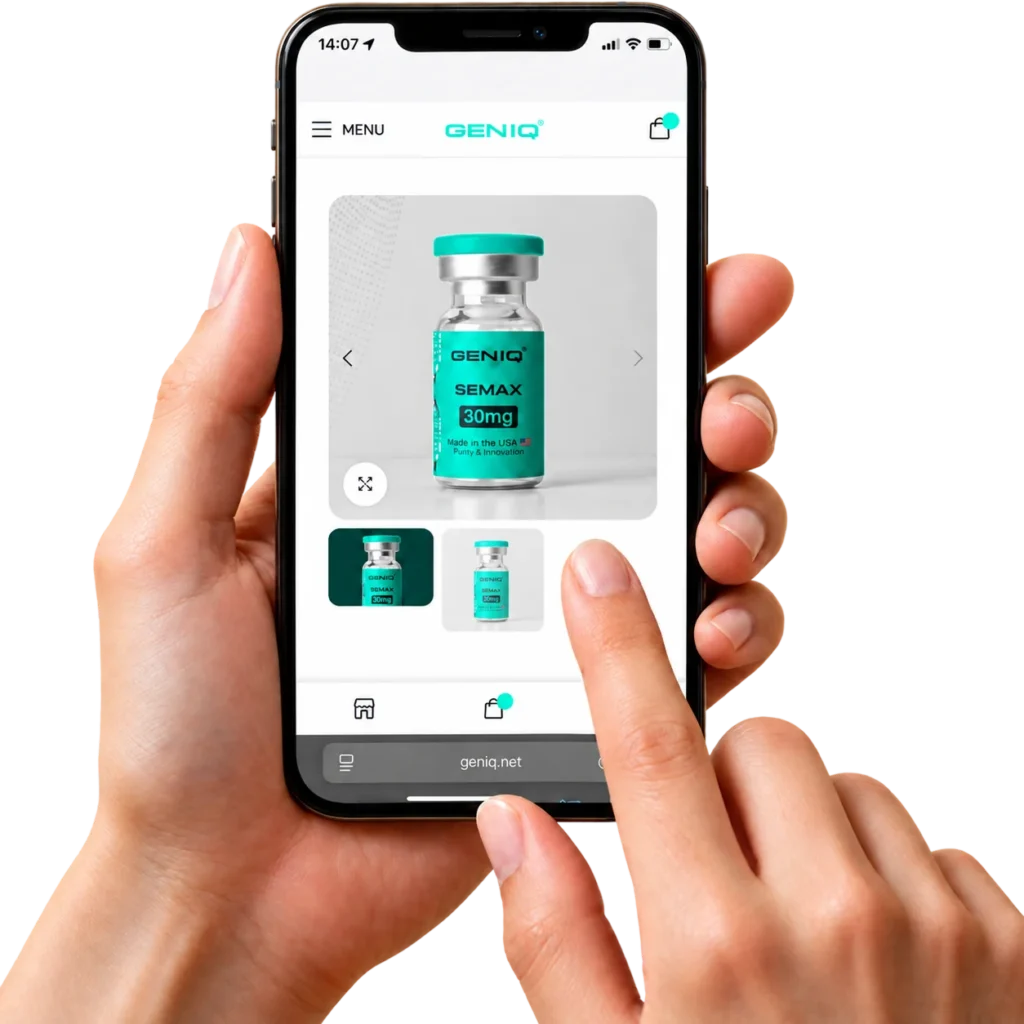 Ordering GENIQ research peptides on a smartphone